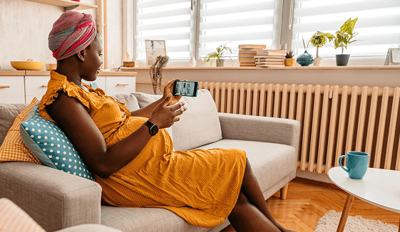Patient using a telehealth app from home