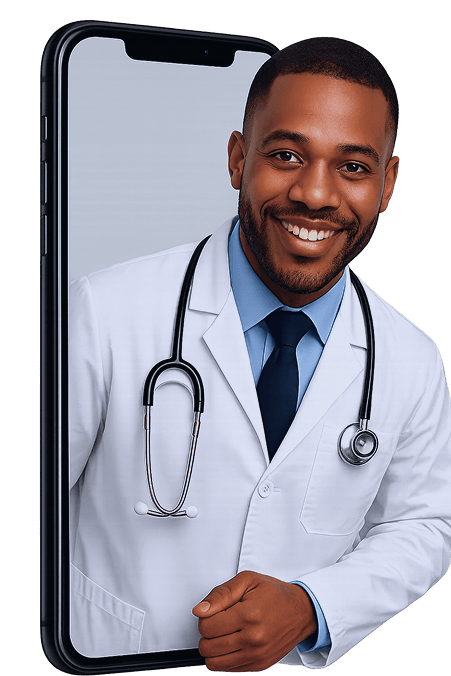 A doctor available for video consultation on the ITHS app